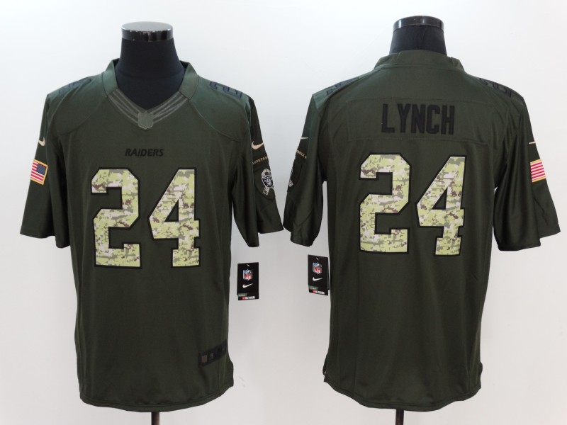 Men's Las Vegas Raiders Marshawn Lynch #24 Army Green Jersey